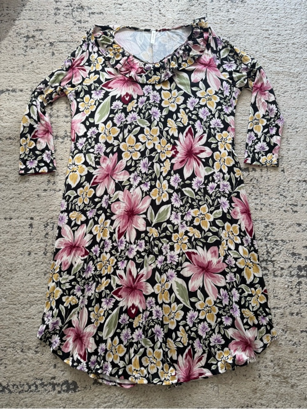 NWOT-Floral Long-Sleeve Stretch Tunic Dress SZ 3X Boutique - Picture 5 of 8